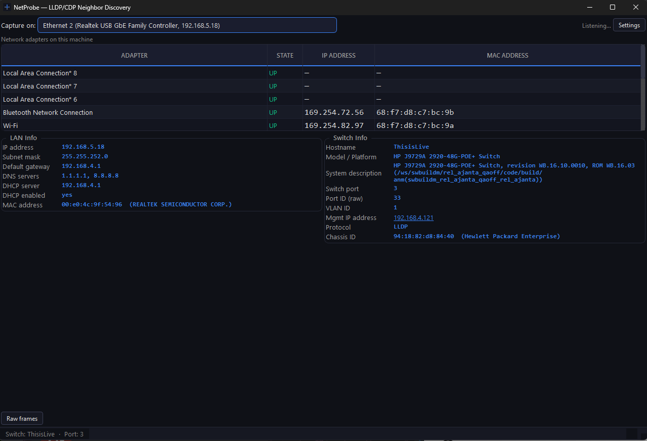 LinkSight main window